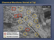 slide 12 aerial photo of chemical munitions storage sites at Taji