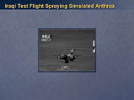 slide 23 photo of iraqi test flight spraying simulated anthrax