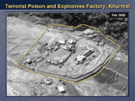 slide 39 aerial photo of terrorist poison and explosives factory in Khurmal